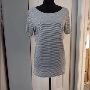 'Striped Designer Tee' w/drop in back with knotted bow . by Banana Republic. EUC
